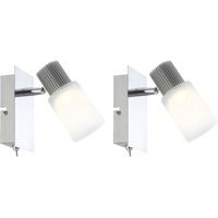 Applique murale LED liseuse chrome, avec spot mobile, optique albâtre, 5W 300lm 3200K, LxlxH 15,5x8x13 cm, lot de 2
