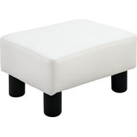 PU Leather Footstool Foot Rest Small Seat Foot Rest Chair White Home Office with Legs 40 x 30 x 24cm