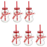 Novaliv 6x tasses à vin chaud 260 ml Tasse de Noël personnalisée avec paille - Bonhomme de neige comme tasse à vin chaud - Tasse à motif de Noël avec