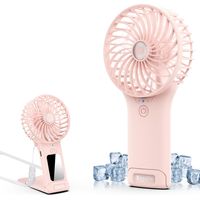 Mini Pocket Fan, USB Rechargeable Portable Fan with 4 Speeds and Mirror, Lightweight Powerful Fan for Outdoor Travel and Cooling, Pink