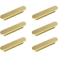 Set of 6 Gold Handles, Brushed Brass Kitchen Cabinet Handles, 96mm Hole Centers - Cabinet Handles
