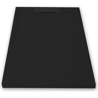 Mineralguss-Duschwanne extra flach LUX Schieferoptik schwarz 70x160cm Auslaufschutz in Farbe
