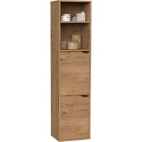 Colonne de salle de bain suspendue Nadia – Chêne doré ou blanc – 2 tiroirs – 2 armoires – Dimensions 150 x 37 x 30 cm – Muebles Pitarch