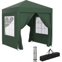 Cenador de Jardín 2x2m con 4 Paredes Laterales Tela Oxford 2 Puertas 2 Ventanas y Bolsa de Transporte Impermeable Verde