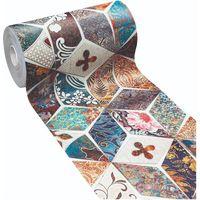 Tappeto Cucina Antimacchia Stampa HD Alta Definizione Passatoia Gomma Moderna Patchwork - 51x230 cm