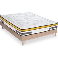 Ensemble Matelas Aubertin Ressorts ensachés Accueil mémoire + sommier kit bois - 140 x 190 cm
