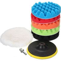 8Pcs Voiture Polissage Fartage Buffing Pad Eponge Kit Set Pour Voiture Polisseuse Tampon Waxer Sander Polissage De Fartage D'Etancheite Glaze Comprend 5 Tampons De Polissage + 1 + 1 Tampon Woollen 7 p