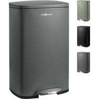 MAXCRAFT Poubelle à pédale avec Couvercle - 50 litres en Gris