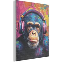 QUADRO ACUSTICO Graffiti - Scimpanzé - Street art - Cuffie - Scimmia 60x80 cm