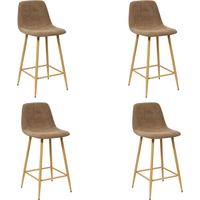 Lot de 4 Chaises de Bar Côtelé "Roka" 93cm Taupe