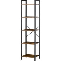 Libreria industriale 5 scaffali legno acciaio marrone rustico 40x30x154cm