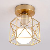 Industrial Ceiling Lights Flush Mount Pendant Light Fixture Metal Cage Ceiling Lamp Gold Ø14CM