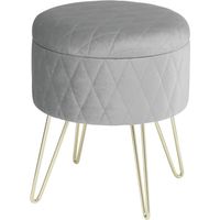 WOLTU Pouf Poggiapiedi Rimovibile Sgabello Stoccaggio Contenitore Velluto Grigio Chiaro