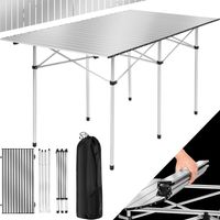 Table de camping pliable en aluminium avec sac transport gris