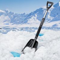 Pala da neve in alluminio leggera, portatile e pieghevole con meccanismo di retrazione per rimuovere ghiaccio e neve