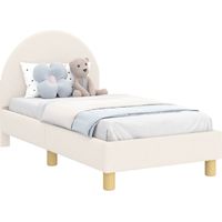 Vidaxl – Cadre de lit pour tout-petit avec tête de lit – Tissu bouclé crème – Dimensions 70 x 140 cm – Design de faible profil – Assemblage facile