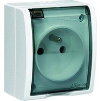 Prise hermétique simple Simon Aquarius avec ou sans IP54, obturateur de rail et clapet anti-fumée, blanche AQGZ1z/11a