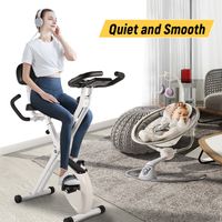 Bigzzia – Vélo d'appartement pliable – Résistance magnétique 8 niveaux – Volant d'inertie 2,5kg – Écran LCD multifonction – Siège réglable – Support tablette