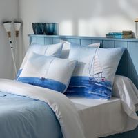 Housse de couette percale de coton voilier marin Bleu 240x220 cm
