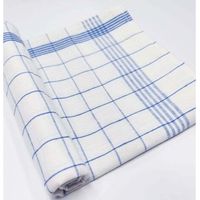 Kitchen towels (set of 5) - 50 x 70 cm - Dish towel with hanging loop - Cotton - Highly absorbent - Machine washable at 95 °C - Classic blue square design (5)--BIEMMEDUE