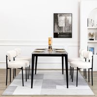 Set de 4 chaises scandinaves avec dossier incurvé – Pieds en métal noir – Coussin épais 10 cm en éponge haute densité – Confort ergonomique