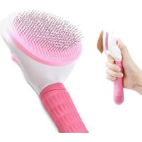 Katzenbürste, Hundebürste, Selbstpflegebürste – Haustierreiniger, entfernt effektiv abgestorbene und lose Haare von lang- und kurzhaarigen Tieren (feine rosa Borsten)