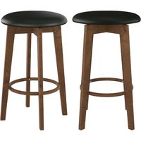 Lot de 2 tabourets pour îlot central 66 cm en cuir synthétique noir - VAHINA