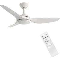 Ventilador de techo en blanco mate con luz Silencioso 30 dB 6 velocidades Iluminación LED de 3 colores Diámetro 122 cm Aspas de MDF