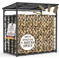 Kaminholzregal außen Metall ohne Plane VERZINKT 185x105x185 Stapelhilfe Brennholz Unterstand mit Dach
