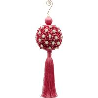Nappa natalizia Fucsia decorata con Perle, pendaglio per albero di Natale da 28 cm