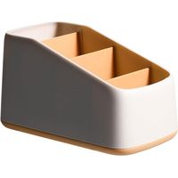 4 Compartment Remote Control Organizer, Remote Control Holder, Suitable for Storing Cosmetics, Stationery, Remote Controls, Tabletop Organizer (Yellow)