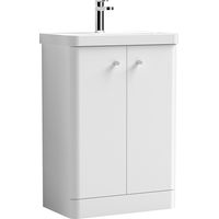 Nuie Core Floor Standing 2-Door Vanity Unit with Thin Edge Basin 600mm Wide - Gloss White