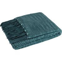 SACASA - Manta plaid verde oscuro con flecos 130x170cm ANEVIK