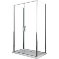 Box doccia a 3 lati, con apertura a battente tipo saloon dentro e fuori, vetro 6 mm 67,5-70 ANTE FISSE SALOON 107-110