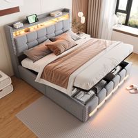Letto matrimoniale contenitore con LED e USB OKMYHOME