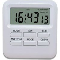 Digitaler Timer mit Uhr-/Weckerfunktion 3 in 1, Magnetischer Küchentimer, Countdown-Stoppuhr-Timer, Zeitmanagement für Küche/Arbeit/Sport (1 Stück Weiß)
