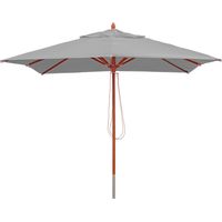 Ombrellone parasole quadrato HHG-525 legno alluminio tessuto 300g/m² 3x3m, grigio chiaro