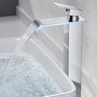 Mitigeur de lavabo à cascade bec haut chromé en laiton, robinetterie moderne salle de bains adapté pour vasque