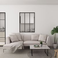 Verrière Atelier en 3 vitrage fixe en cadre noir H.108cm x L.93cm verrière fixe kit de verrière et vitrage