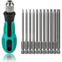 LaBlanc – T6-T40 Torx-Schraubendreher, 12-teilig, 100 mm lang, Torx-Magnet-Bit-Set mit T30 und Griff, 1/4 Zoll Sechskantschaft, Akku-Schraubendreher, Elektrowerkzeuge, T20, T25-Schraubendreher
