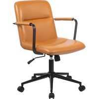 Sedia da ufficio Hilda in vera pelle marrone