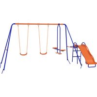 Balancelle enfant 4-en-1 avec 2 balançoires, 1 balançoire planeur, 1 toboggan multicolore