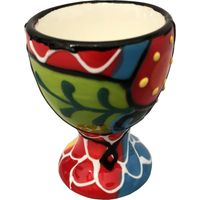 Petit Coquetier rouge et bleu en céramique
