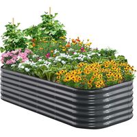 Quictent Kit carré potager surélevé galvanisé, 180x90x62cm