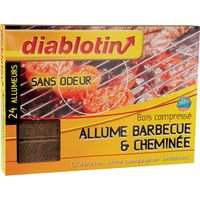 Diablotin Allume Barbecue Cheminée en bois compressé - Boite de 24 allumeurs