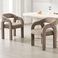 Wahson Chaise de Salle à Manger en Chenille Chaise de Cuisine Lot de 2 avec Dossier Incurvé, Chaise Dîner Moderne pour Cuisine/Salle à Manger, Brun