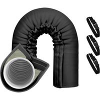 Protección para tuberías de aire acondicionado portátil - Aislamiento de tuberías - Envoltura aislante ajustable de triple capa - Diámetros 13 cm y 15 cm - Negro