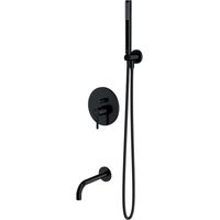 OMNIRES Y - Grifo empotrado de bañera, 3 orificios, con cuerpo, con accesorios, negro SYSYW01BL