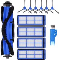 Accessoires pour robot aspirateur : 1 brosse rotative, 1 brosse latérale, 1 filtre, 1 brosse de nettoyage bleue