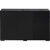 Meuble de rangement multiuso noir 2 cassettes 2 armadietti pression 117x36x74cm